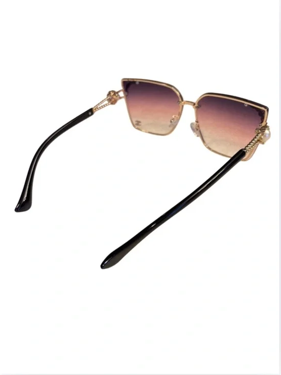 SUNGLASSES: Luxury Pink Ombré & Golden Gradient Oversized w/Monogram, NWOT - Picture 13 of 17